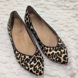 Vionic Caballo Hair Calf Leopard Animal Print Point Toe Ballet Flats Women's 9